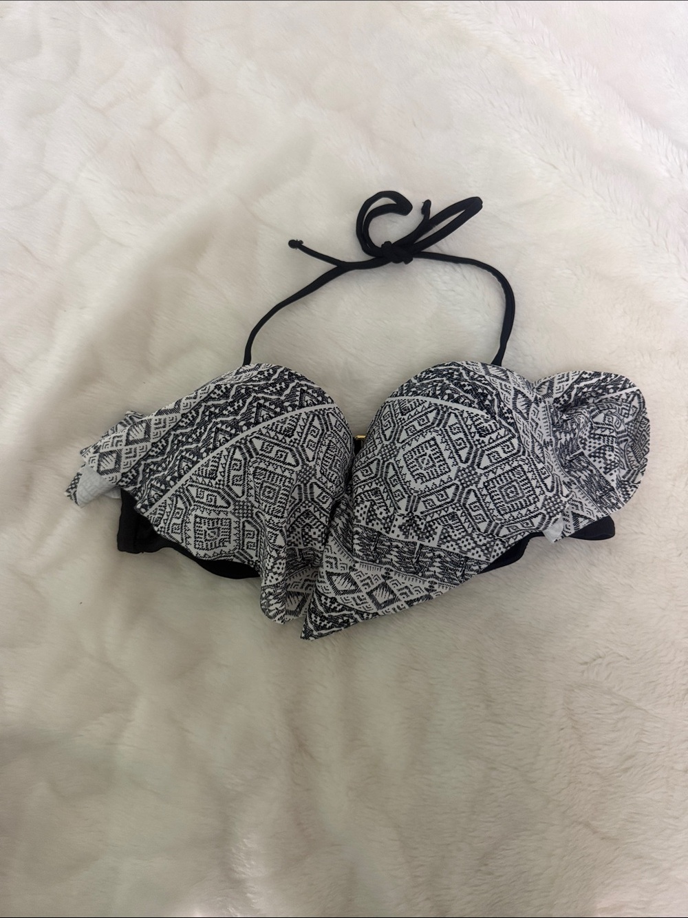 Arizona Jean Company Black & White Printed Bandeau Swim Top
